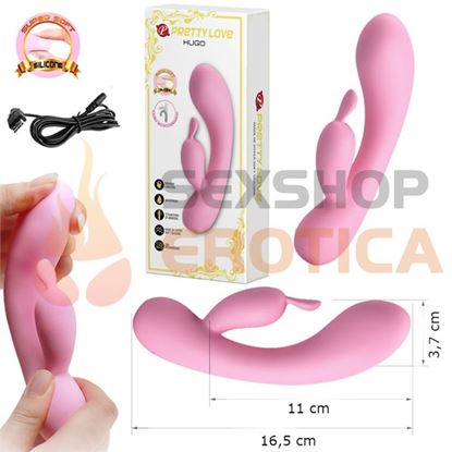 Vibrador de textura suave con masajeador de clitoris y carga USB